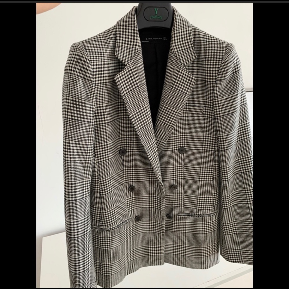 Zara Checked Double-Breasted Jacket - image 2